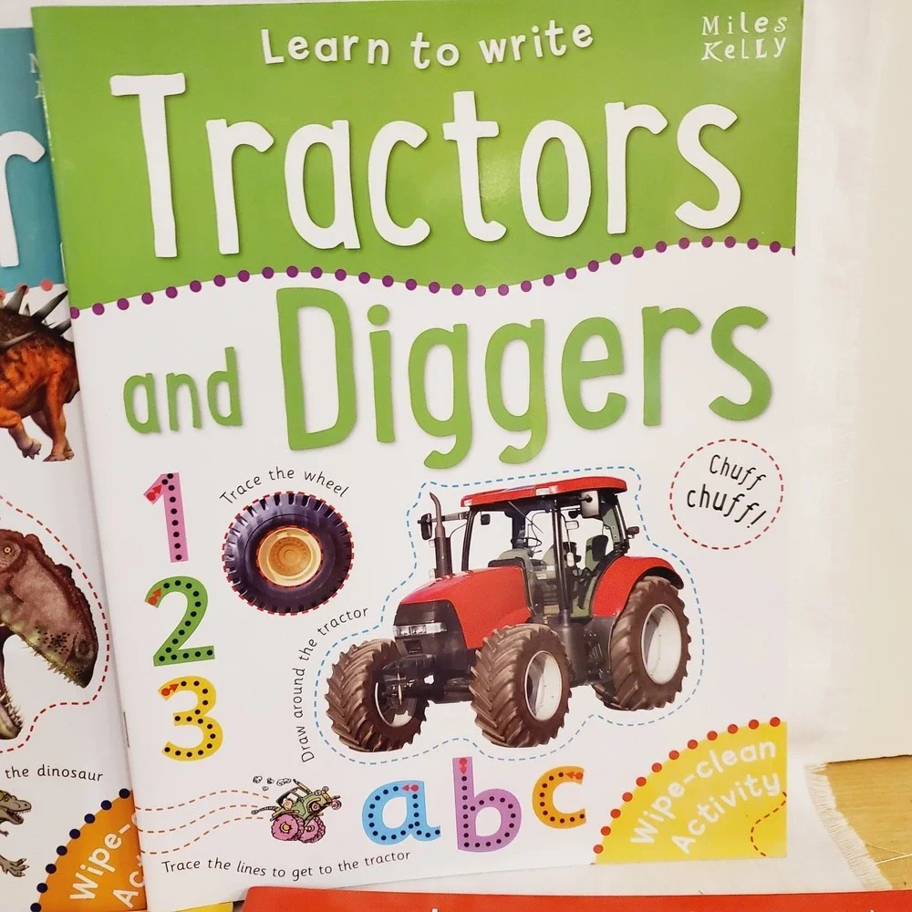 Set Of 10 Miles Kelly Wipe-Clean Activity Learn To Write Letters, Number, Colors